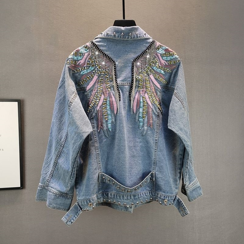 Sewing Jackets - 女性用長袖デニムジャケット,フリンジ付きデニムコート,ファッショナブルな婦人服,新しい秋のコレクション2024