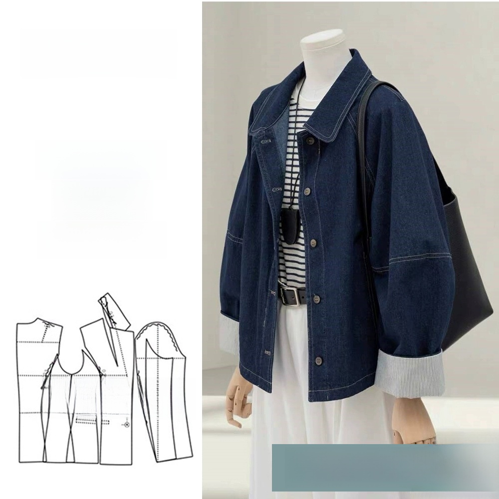 Sewing Jackets - 女性用ルーズカジュアルジャケットショートスタイル紙型パターン縫製DIYカスタマイズビジネスワークスクールユニフォーム