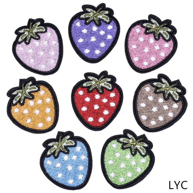 Sewing Id - 新入荷10枚入りフルーツ刺繍ワッペン アイロン接着/縫い付けモチーフアップリケ 布製衣類帽子バッグ靴装飾修理アクセサリー