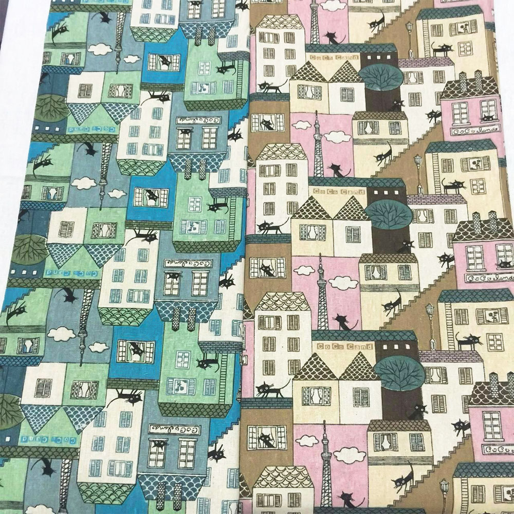 Textile And Sewing Materials - ヴィンテージノルディックスタイルの小さな家のパッチワーク,麻の綿とリネンの生地,縫製テキスタイル,手工芸品,DIY素材