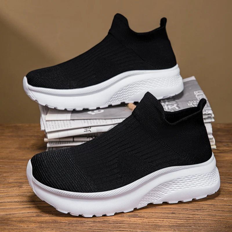 ワイドトゥニットスニーカー男性女性通気性ランニングシューズマ - Knit Stabilizer Stretch のレビューと価格