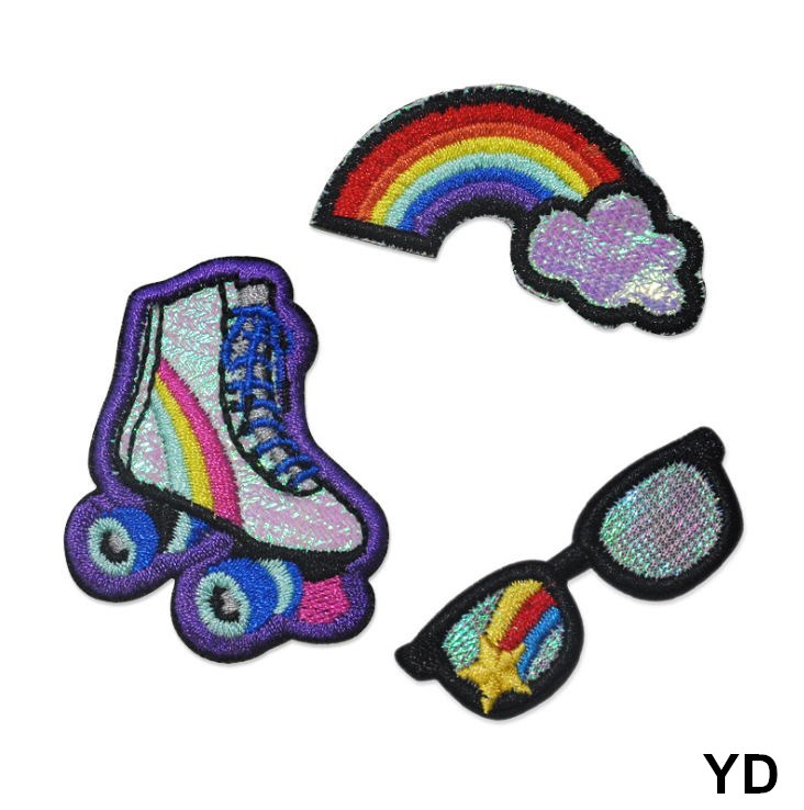 10個入り レインボー刺繍ワッペン アイロン接着/縫い付け  - Sewing Id のレビューと価格