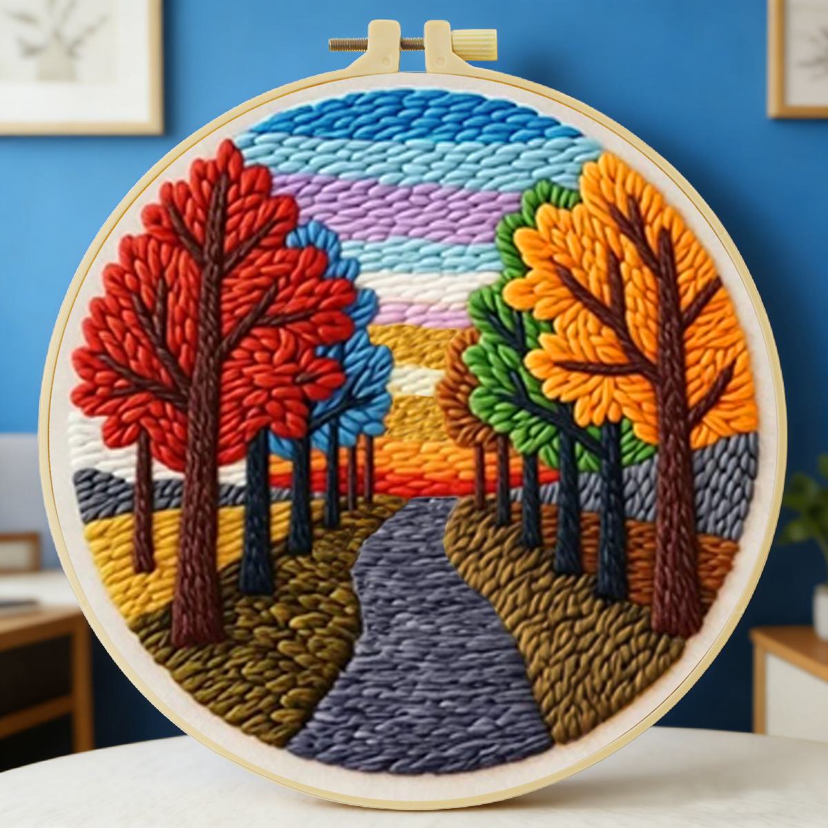 20X20CM/7.87インチ 風景画 パンチニードル刺繍セ - Sewing Textile Art のレビューと価格