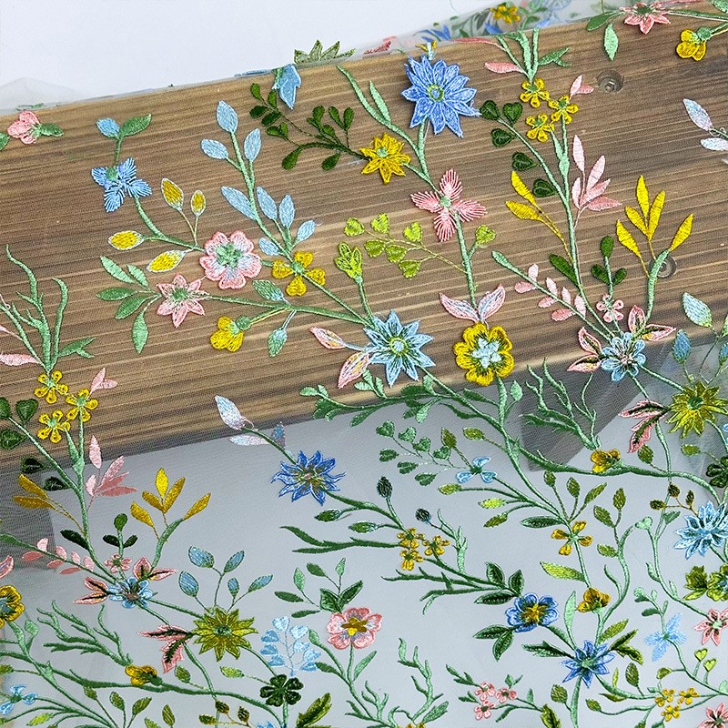 90x130cm 花柄の蔓模様刺繍入りチュールレース生地 メ - Textile And Sewing Materials のレビューと価格