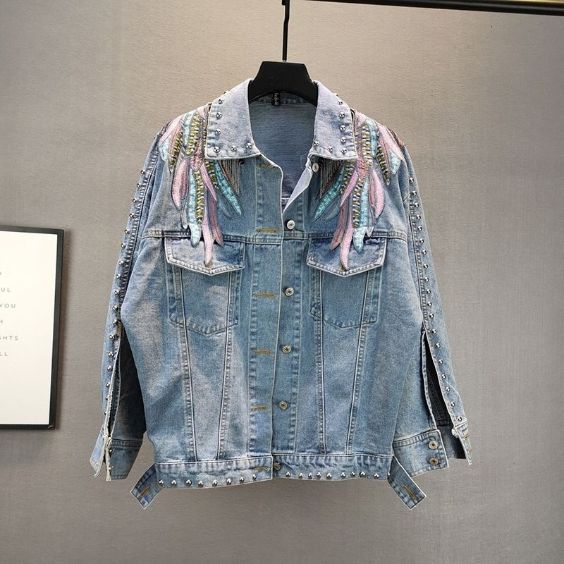 女性用長袖デニムジャケット,フリンジ付きデニムコート,ファッ - Sewing Jackets のレビューと価格