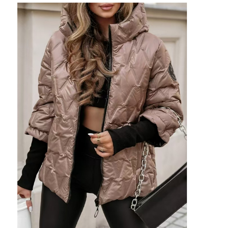 冬用暖かいハイカラーロングスリーブパッチワークコットンジャケ - Sewing Jackets のレビューと価格