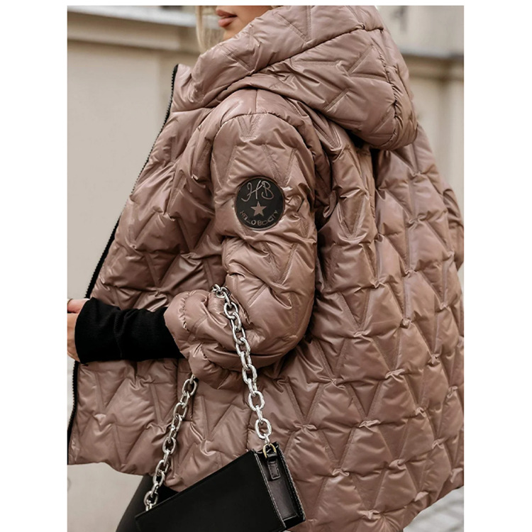 冬用暖かいハイカラーロングスリーブパッチワークコットンジャケ - Sewing Jackets のレビューと価格
