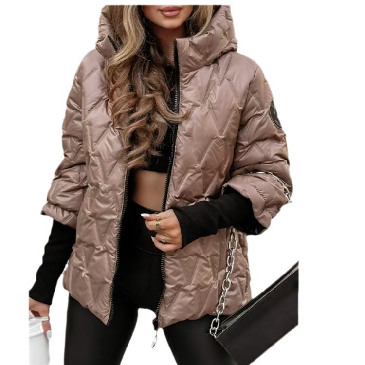 冬用暖かいハイカラーロングスリーブパッチワークコットンジャケ - Sewing Jackets のレビューと価格
